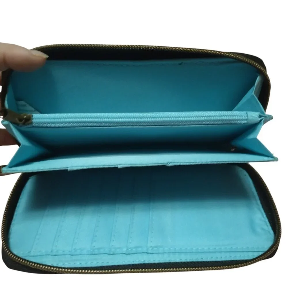 TRAVELON Women's Black Zip Around Wallet  RFID Blocking Travel Nylon 7.5x4”